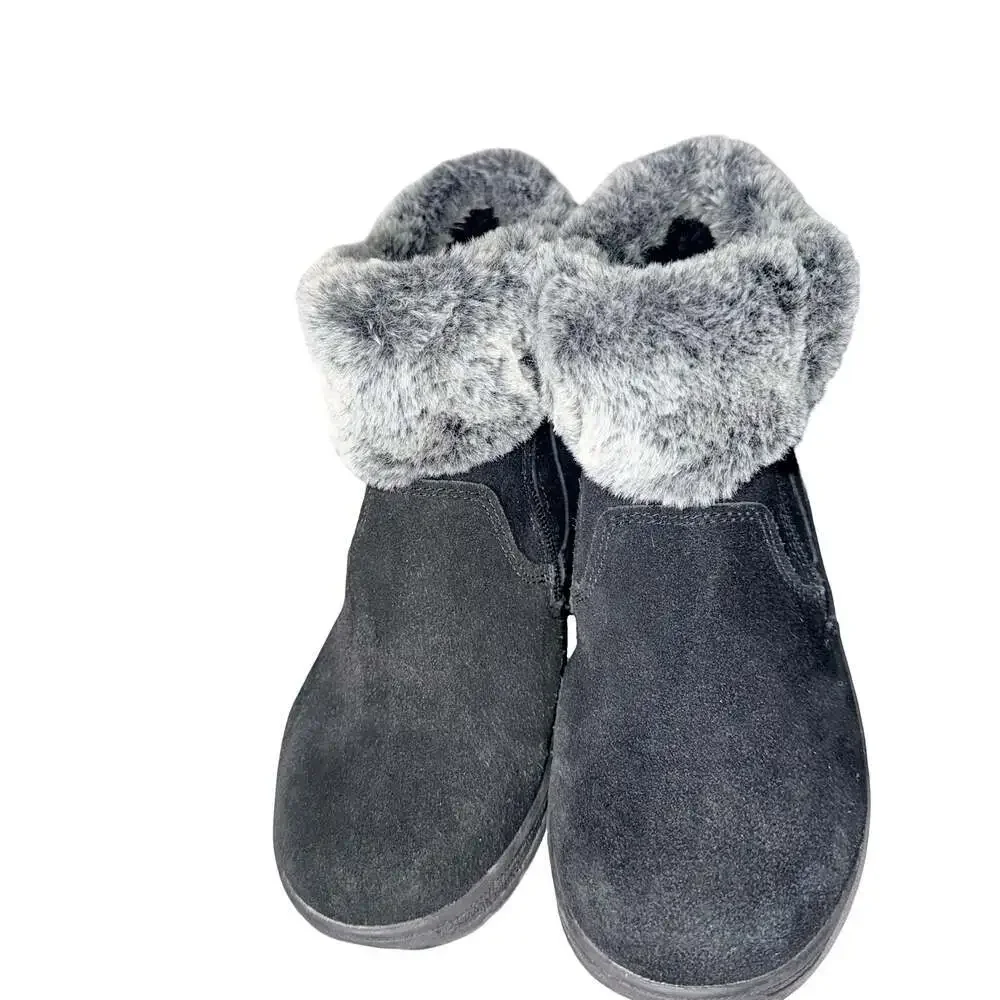 New Khombu Jessica Black Suede Faux Fur Ankle Boots Size 8M
